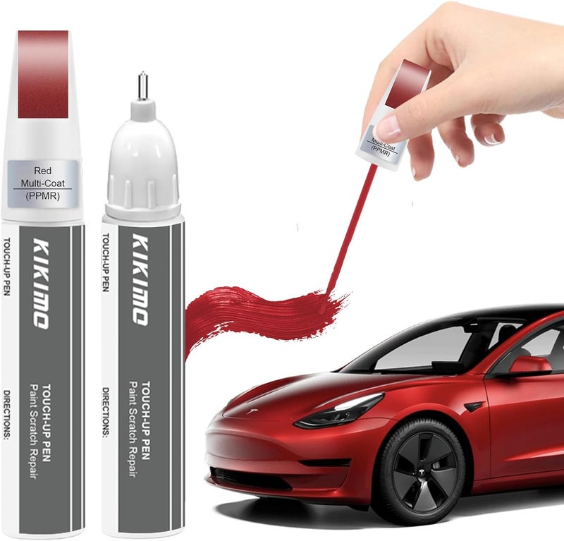 KIKIMO for Tesla Touch Up Paint(Red Multi-Coat(PPMR)), Car Paint Repair Kit for Tesla Model Y/3/S/X, 2 In 1 Scratches Repair with Pen Tip and Brush, Color-Matched for Quick & Easy Fix - Image 1